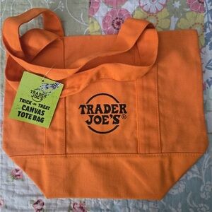 Trader Joe's Small / Mini Orange Canvas Tote Bag